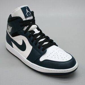 Nike Men's 14 Air Jordan 1 Mid Armory Navy White Retro Shoes Sneakers 554724-411